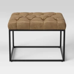 Trubeck Tufted Metal Base Ottoman Faux Leather - Threshold™ -Threshold Living Deals GUEST 0509fa7b e089 4af0 8df0 830bc533e45b