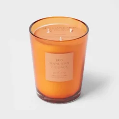 Colored Vase Glass With Dustcover Mandarin & Guava Candle Orange - Threshold™ -Threshold Living Deals GUEST 0935bd9a 1522 4b47 b1ed 14541db7ee27