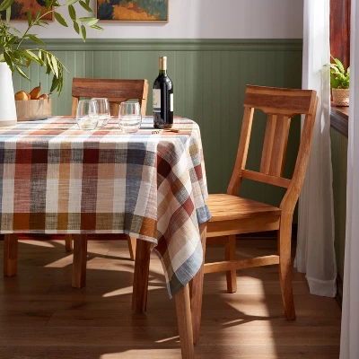 60"x84" Plaid Woven Cotton Tablecloth - Threshold™ 1 60"x84" Plaid Woven Cotton Tablecloth - Threshold™