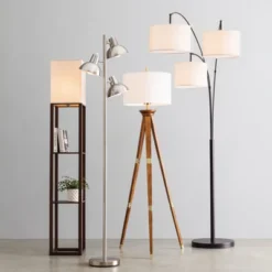 Oak Wood Tripod Floor Lamp Dark Brown - Threshold™ -Threshold Living Deals GUEST 12eb9924 86da 4a28 9eaa 3aaed057f6ef