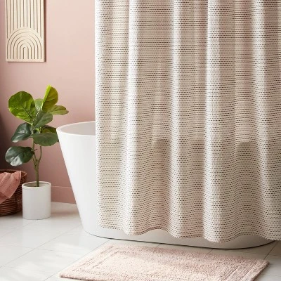 Woven Dotted Line Shower Curtain - Threshold™ 1 Woven Dotted Line Shower Curtain - Threshold™
