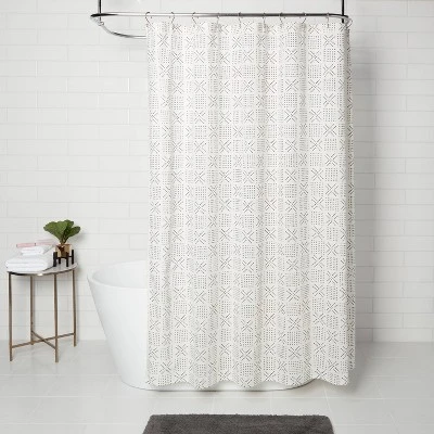 Shapes Shower Curtain White - Threshold™ 2 Shapes Shower Curtain White - Threshold™ - Image 2