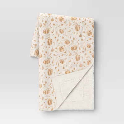 Mini Pumpkin Printed Plush With Shearling Reverse Throw Blanket - Threshold™ 6 Mini Pumpkin Printed Plush With Shearling Reverse Throw Blanket - Threshold™ - Image 6