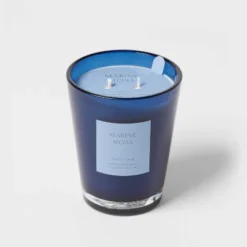 Colored Vase Glass With Dustcover Marine Moss Candle Blue - Threshold™ -Threshold Living Deals GUEST 2f74f3e1 96a9 4d09 847e 100c47a93447