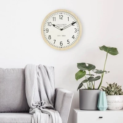 16" Wall Clock Wood - Threshold™ 2 16" Wall Clock Wood - Threshold™ - Image 2