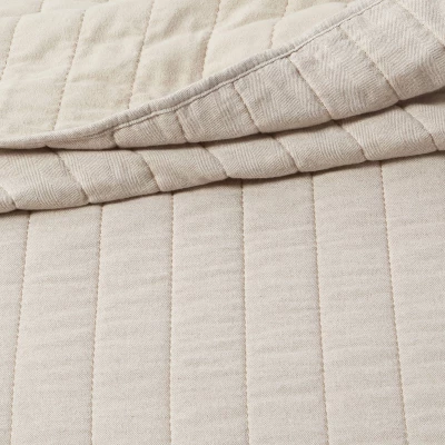 Herringbone Flannel Quilt Beige - Threshold 3 Herringbone Flannel Quilt Beige - Threshold - Image 3