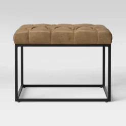 Trubeck Tufted Metal Base Ottoman Faux Leather - Threshold™ -Threshold Living Deals GUEST 6157a7ff 1bf7 44e1 b846 3ae5cf7f4815
