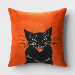 Fierce Cat Applique Cotton Velvet Square Halloween Throw Pillow - Threshold™ -Threshold Living Deals GUEST 75d286a9 5b9e 4de0 9d76 c71c6fcc15aa