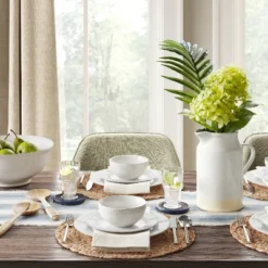 16pc Porcelain Beaded Rim Dinnerware Set White - Threshold™ -Threshold Living Deals GUEST 81517997 f58c 4b61 b851 e254615c0e6f