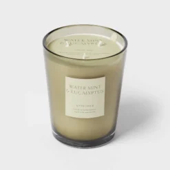 Colored Vase Glass With Dustcover Watermint And Eucalyptus Candle Green - Threshold™ -Threshold Living Deals GUEST 8583e514 219c 427d 837a db7f3589ab6c