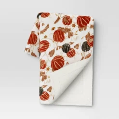 Pumpkin Printed Plush With Shearling Reverse Throw Blanket - Threshold™ -Threshold Living Deals GUEST 93689881 488d 4b25 86de 00ec94c729b1