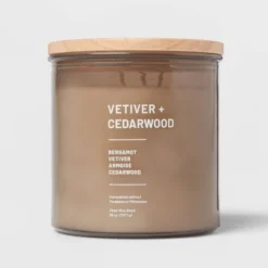 Glass Jar Vetiver And Cedarwood Candle Brown - Threshold™ -Threshold Living Deals GUEST 94fa0143 6384 4148 9851 b3c3e6d22167