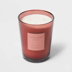 Colored Vase Glass With Dustcover Strawberry Musk Candle Red - Threshold™ -Threshold Living Deals GUEST 9a65db94 11b1 4c5c abee 36f1c427351b