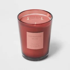 Colored Vase Glass With Dustcover Strawberry Musk Candle Red - Threshold™ -Threshold Living Deals GUEST 9c78d64d 5c97 4266 8aaf 6f9285bcaee2