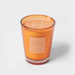 Colored Vase Glass With Dustcover Mandarin & Guava Candle Orange - Threshold™ -Threshold Living Deals GUEST 9f988ff2 f7e8 43cd b34a c5d7f14ae156