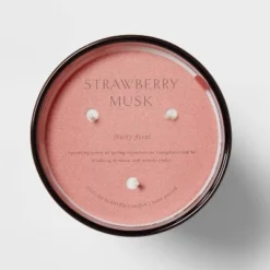 Colored Vase Glass With Dustcover Strawberry Musk Candle Red - Threshold™ -Threshold Living Deals GUEST a1481056 0056 434b 8190 eafa8bcfa251