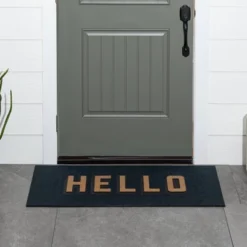 1'7.5"x3'11" 'Hello' Doormat Black/Tan - Threshold™ -Threshold Living Deals GUEST a27f9ca5 14a7 4fc2 8728 28e6d1b52f17