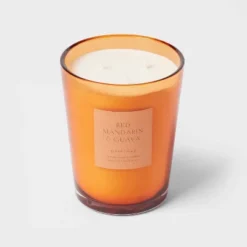 Colored Vase Glass With Dustcover Mandarin & Guava Candle Orange - Threshold™ -Threshold Living Deals GUEST aa27f146 dfa7 4f00 a5e8 351ea0849844