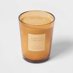 Colored Vase Glass With Dustcover Tobacco And Bergamot Candle Yellow - Threshold™ -Threshold Living Deals GUEST b93280db 41cc 4916 9fbe 5bb9cb7d18d7