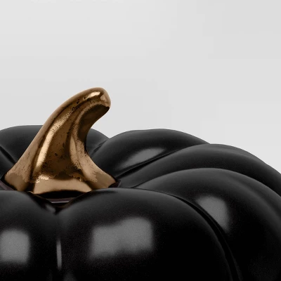 Large Ceramic Halloween Pumpkin With Gold Stem - Threshold™ 2 Large Ceramic Halloween Pumpkin With Gold Stem - Threshold™ - Image 2