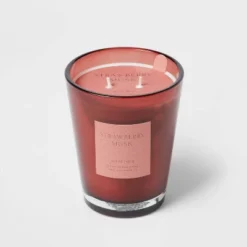 Colored Vase Glass With Dustcover Strawberry Musk Candle Red - Threshold™ -Threshold Living Deals GUEST bff6ffbf c36a 4e82 a556 ba31fee10532
