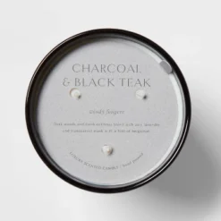 Colored Vase Glass With Dustcover & Black Teak Candle Black - Threshold™ -Threshold Living Deals GUEST db5f0a77 3d4b 4811 aeb9 5e16fded9c82