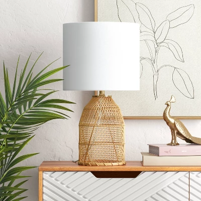 Rattan Diagonal Weave Table Lamp Tan - Opalhouse™ 2 Rattan Diagonal Weave Table Lamp Tan - Opalhouse™ - Image 2
