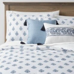 5pc Block Print With Border Comforter Bedding Set White/Blue - Threshold™ 13 5pc Block Print With Border Comforter Bedding Set White/Blue - Threshold™ -Threshold Living Deals GUEST ddc8a001 aa3a 4790 aed4 861077adb88d