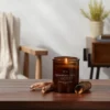 9oz Lidded Amber Glass Jar Crackling Wooden Wick Sandalwood And Smoke Candle - Threshold™