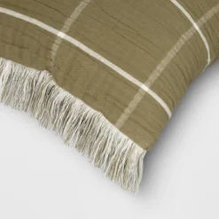 Oversized Cotton Gauze Grid Lumbar Throw Pillow Olive Green - Threshold™ -Threshold Living Deals GUEST ece980f7 5377 40de bc2f d931b57617cf