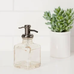 Threshold Living Deals 17 Short Antique Glass Soap Pump Brown - Threshold™