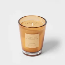 Colored Vase Glass With Dustcover Tobacco And Bergamot Candle Yellow - Threshold™ -Threshold Living Deals GUEST f2d322ed 7929 4fe4 80ce 3b86e1456d1f