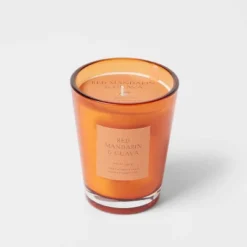 Colored Vase Glass With Dustcover Mandarin & Guava Candle Orange - Threshold™ -Threshold Living Deals GUEST f690da26 0feb 4a9d 8634 caaa1172c9d3